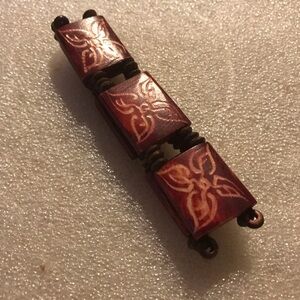 Red Floral Square Bone Stretch Bracelet